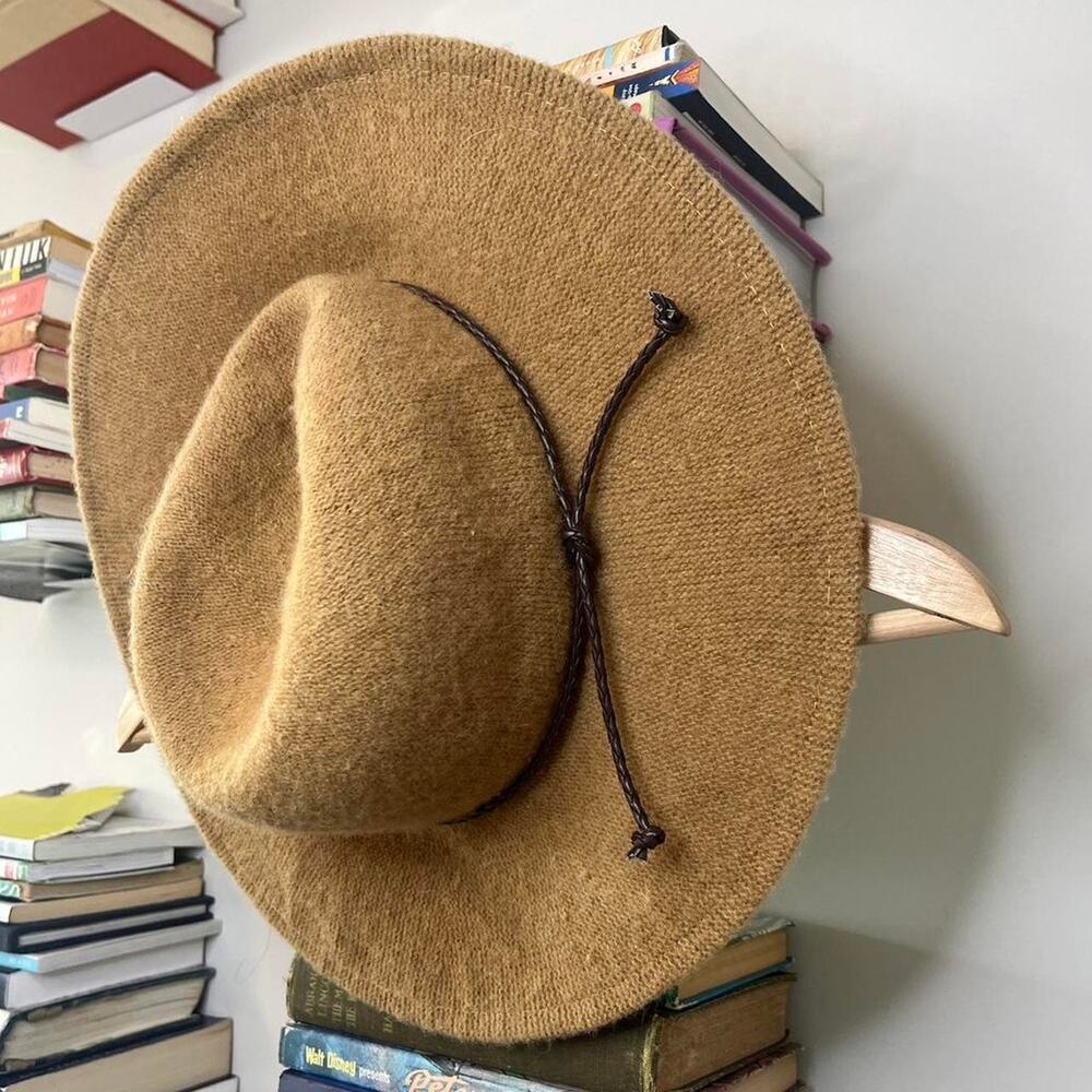 Vintage Style Wool Blend Campaign Hat With Leather Tie Detail